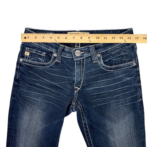 Big Star Sweet Ultra Low Rise Jeans Womens 29 Dark Wash Blue Boot Cut Flare - Picture 10 of 15